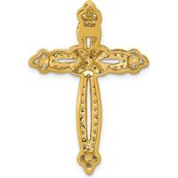 14K Yellow Gold 5/8-Carat Diamond Budded Cross Pendant - 62 Round Diamonds by Monteluci Fine Jewelry