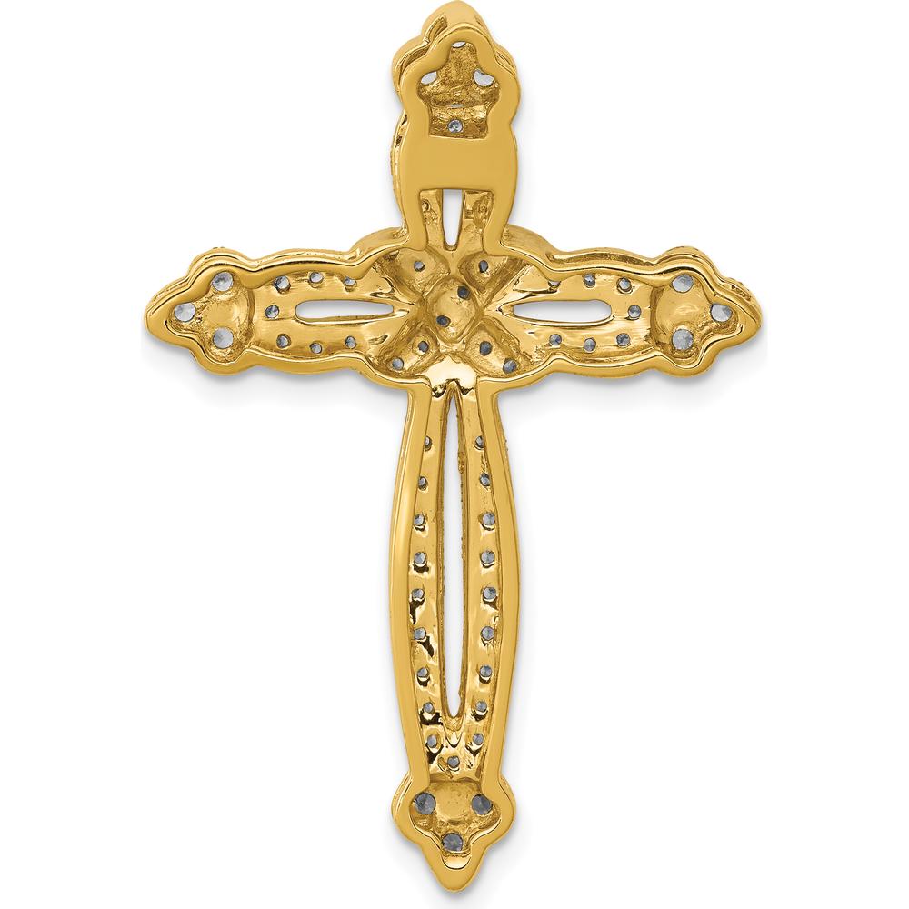 14K Yellow Gold 5/8-Carat Diamond Budded Cross Pendant - 62 Round Diamonds by Monteluci Fine Jewelry