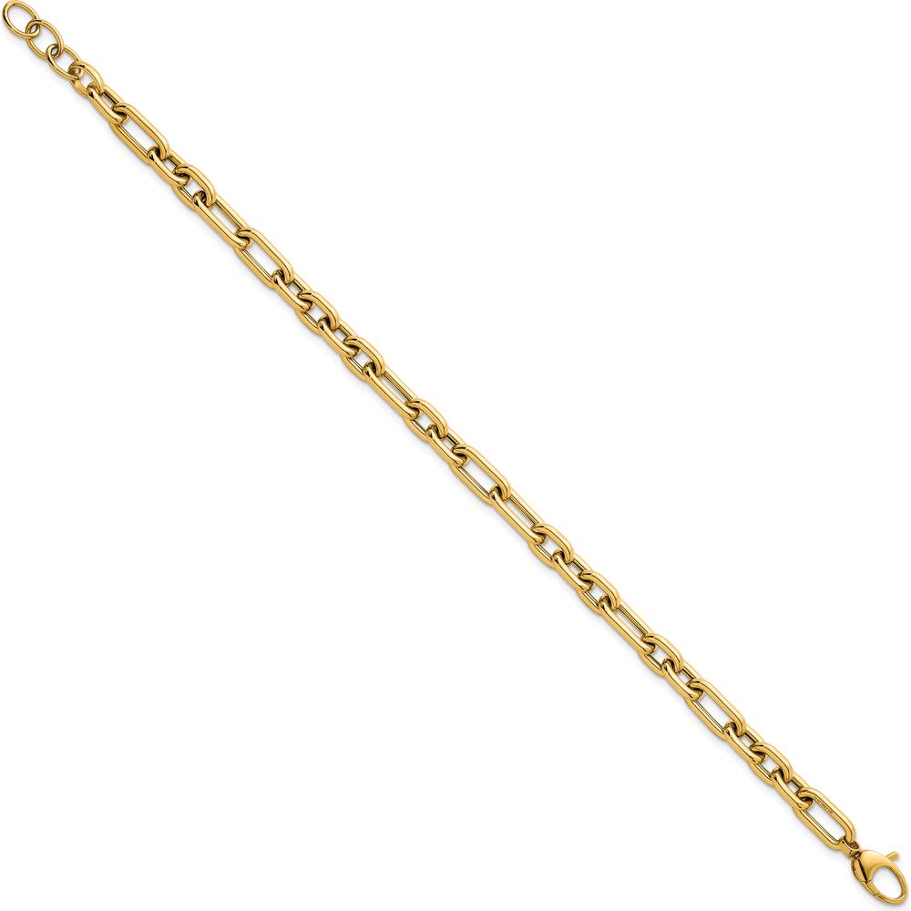 14K Yellow Gold 5.8mm Lightweight Fancy Open Link Bracelet with 0.5" Extender by 0