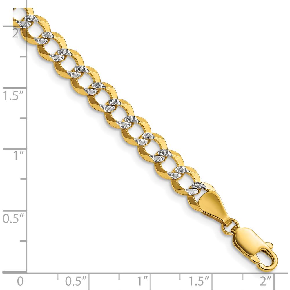 14K Yellow Gold 5.9mm Lightweight Pavé Flat Cuban Chain Bracelet by Oro Pregiato