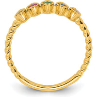 14K Yellow Gold 5-Birthstone Mother's Ring with Marquise Shaped Gemstones and Milgrain Detail by Oro Pregiato