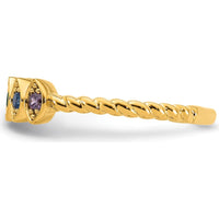 14K Yellow Gold 5-Birthstone Mother's Ring with Marquise Shaped Gemstones and Milgrain Detail by Oro Pregiato