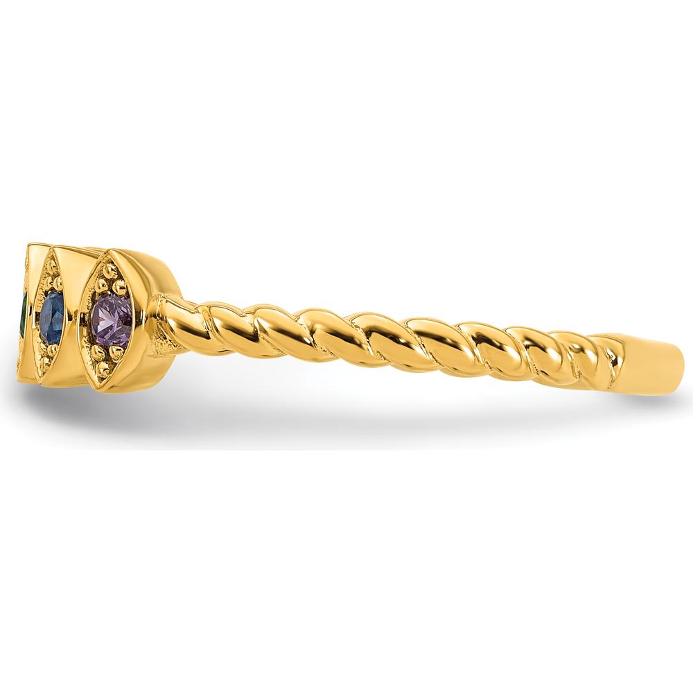 14K Yellow Gold 5-Birthstone Mother's Ring with Marquise Shaped Gemstones and Milgrain Detail by Oro Pregiato
