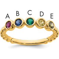 14K Yellow Gold 5-Birthstone Mother's Ring with Ruby, Sapphire, Emerald, Amethyst, and Citrine - Customizable Gemstone Weight by Oro Pregiato