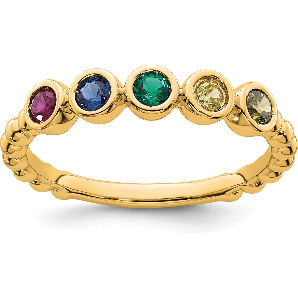 14K Yellow Gold 5-Birthstone Mother's Ring with Ruby, Sapphire, Emerald, Amethyst, and Citrine - Customizable Gemstone Weight by Oro Pregiato