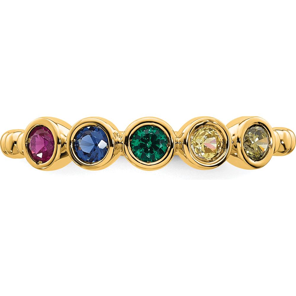 14K Yellow Gold 5-Birthstone Mother's Ring with Ruby, Sapphire, Emerald, Amethyst, and Citrine - Customizable Gemstone Weight by Oro Pregiato