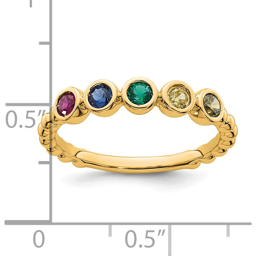 14K Yellow Gold 5-Birthstone Mother's Ring with Ruby, Sapphire, Emerald, Amethyst, and Citrine - Customizable Gemstone Weight by Oro Pregiato