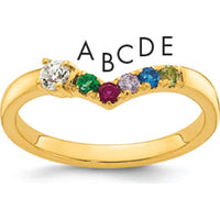 14K Yellow Gold 5 Birthstone with Diamond Mother's Ring Semi-Mount by Oro Pregiato