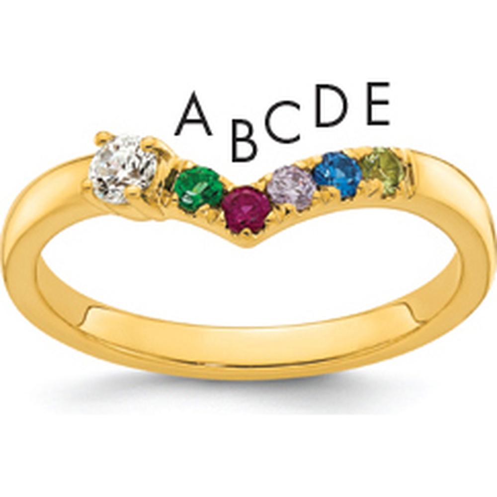 14K Yellow Gold 5 Birthstone with Diamond Mother's Ring Semi-Mount by Oro Pregiato