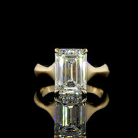 14K Yellow Gold 5 Carat Emerald Cut Lab Diamond Solitaire Ring - IGI Certified E-F VS1 - North-South Prong Set - Covaloro Fine Jewelry