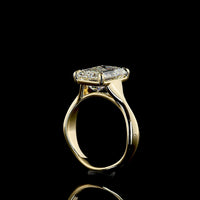 14K Yellow Gold 5 Carat Emerald Cut Lab Diamond Solitaire Ring - IGI Certified E-F VS1 - North-South Prong Set - Covaloro Fine Jewelry
