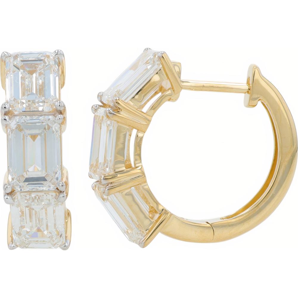 14K Yellow Gold 5 Carat Lab Grown Diamond Hoop Earrings