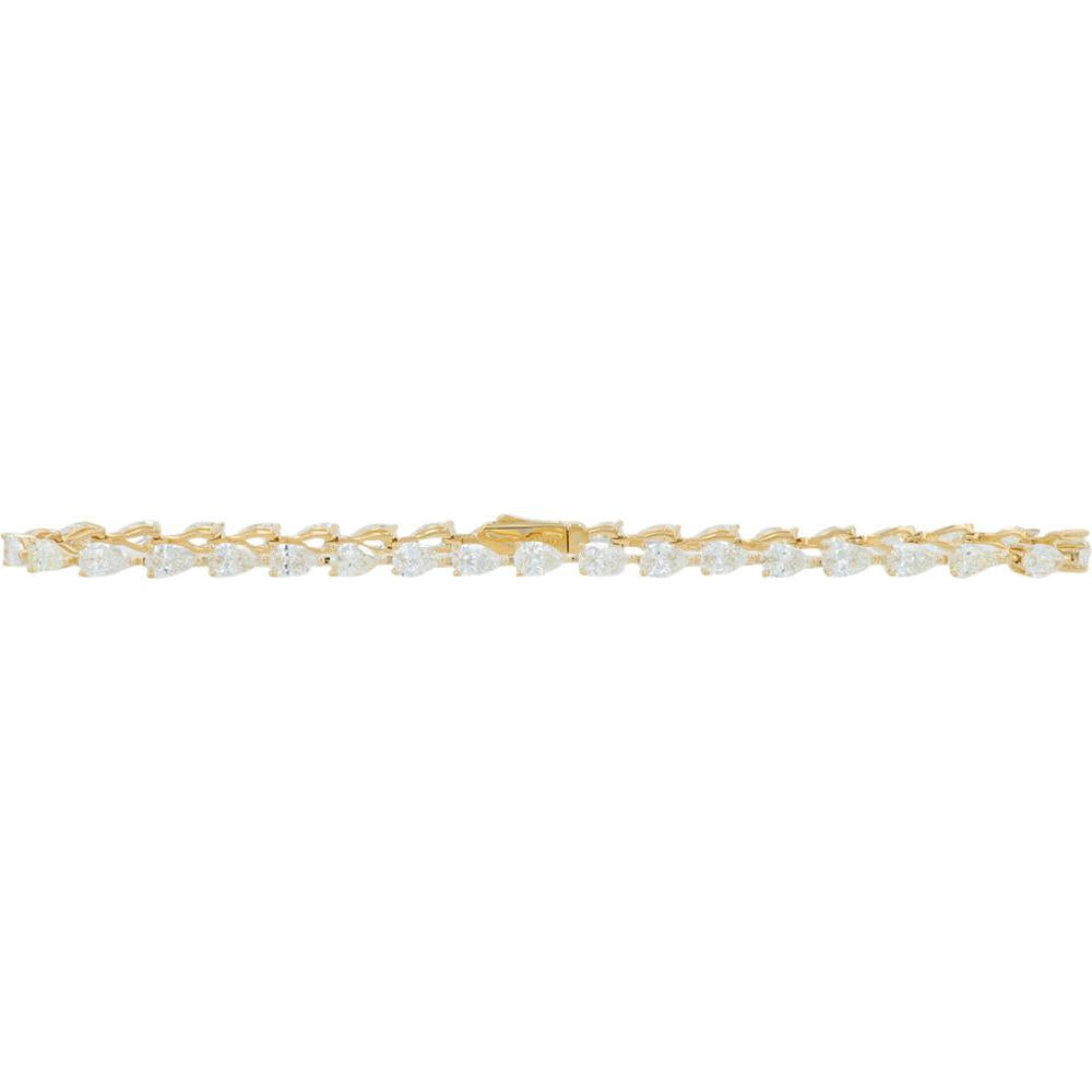 14K Yellow Gold 5 Carat Lab Grown Diamond Tennis Bracelet - Pear Shaped Diamonds