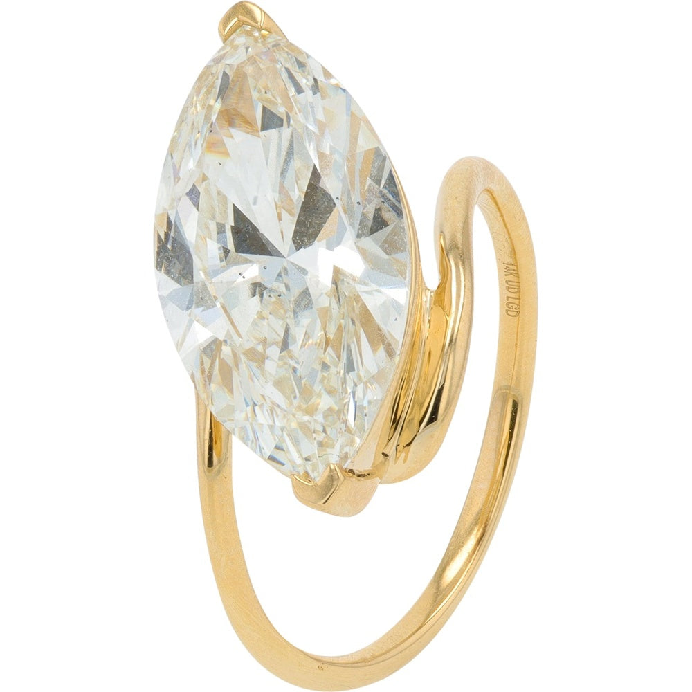 14K Yellow Gold 5 Carat Lab-Grown Marquise Diamond Engagement Ring with Two-Prong Setting