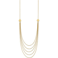 14K Yellow Gold 5-Layer Ropa Chain Bib with Textured Side Circles 18-22" Necklace by 0
