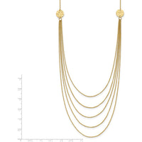 14K Yellow Gold 5-Layer Ropa Chain Bib with Textured Side Circles 18-22" Necklace by 0