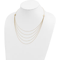 14K Yellow Gold 5-Layer Ropa Chain Bib with Textured Side Circles 18-22" Necklace by 0