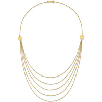 14K Yellow Gold 5-Layer Ropa Chain Bib with Textured Side Circles 18-22" Necklace by 0
