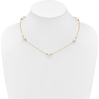 14K Yellow Gold 5-Station 18" Necklace with 8-9mm Near-Round White Freshwater Cultured Pearls by Monteluci Fine Jewelry