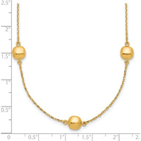 14K Yellow Gold 5-Station Beaded Necklace with Adjustable Cable Chain - 16" Plus 2" Extender by 0