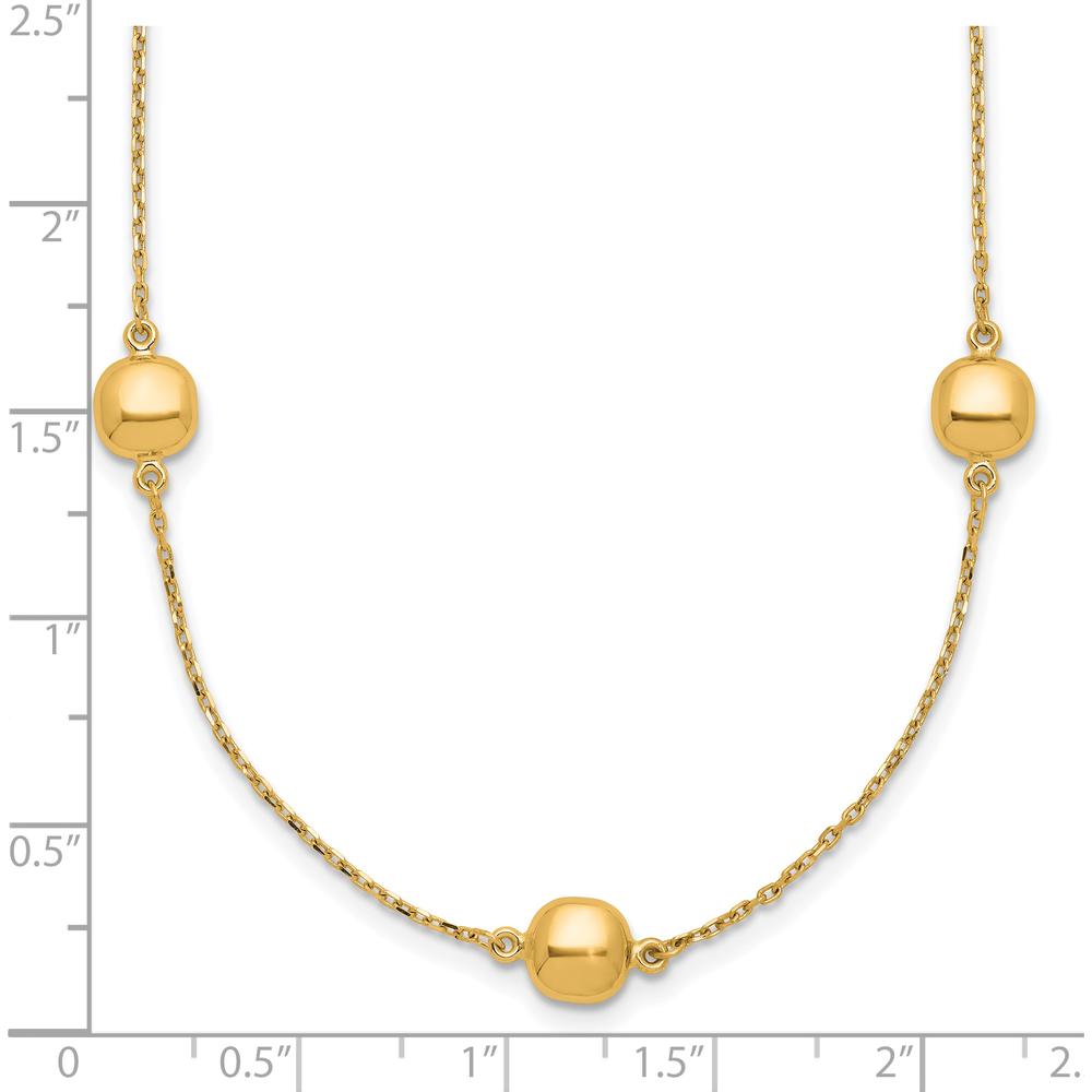 14K Yellow Gold 5-Station Beaded Necklace with Adjustable Cable Chain - 16" Plus 2" Extender by 0