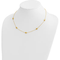14K Yellow Gold 5-Station Beaded Necklace with Adjustable Cable Chain - 16" Plus 2" Extender by 0