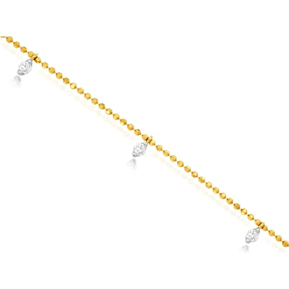 14K Yellow Gold 5 Station Diamond Bracelet with Pear-Shaped Diamonds - 0.20 Carats Total Diamond Weight