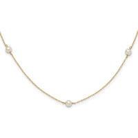 14K Yellow Gold 5-Station Freshwater Cultured Pearl Necklace - 4-5mm Pearls, 15.25" Length by Madi K