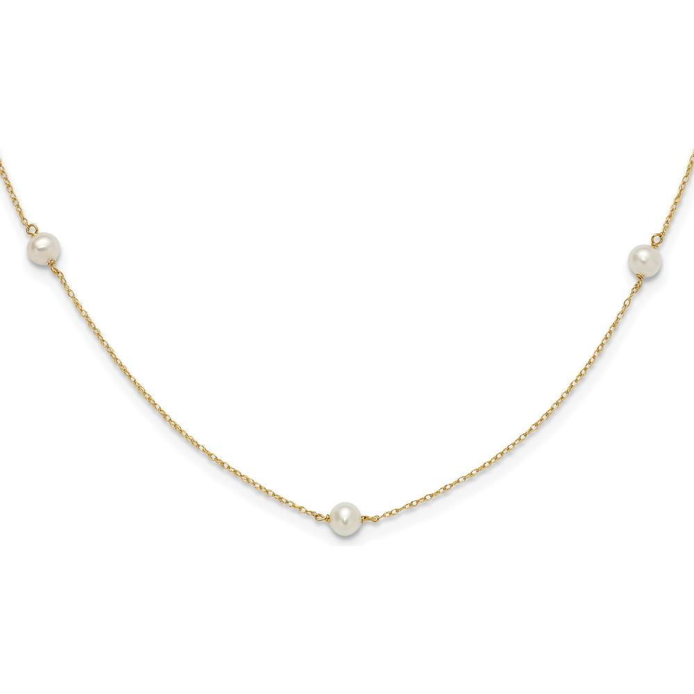 14K Yellow Gold 5-Station Freshwater Cultured Pearl Necklace - 4-5mm Pearls, 15.25" Length by Madi K