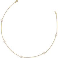 14K Yellow Gold 5-Station Freshwater Cultured Pearl Necklace - 4-5mm Pearls, 15.25" Length by Madi K