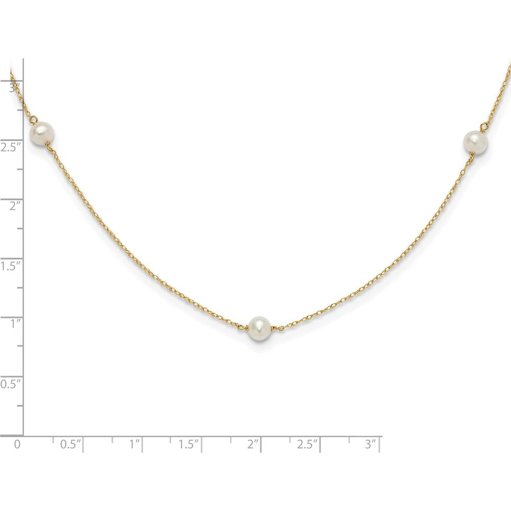 14K Yellow Gold 5-Station Freshwater Cultured Pearl Necklace - 4-5mm Pearls, 15.25" Length by Madi K