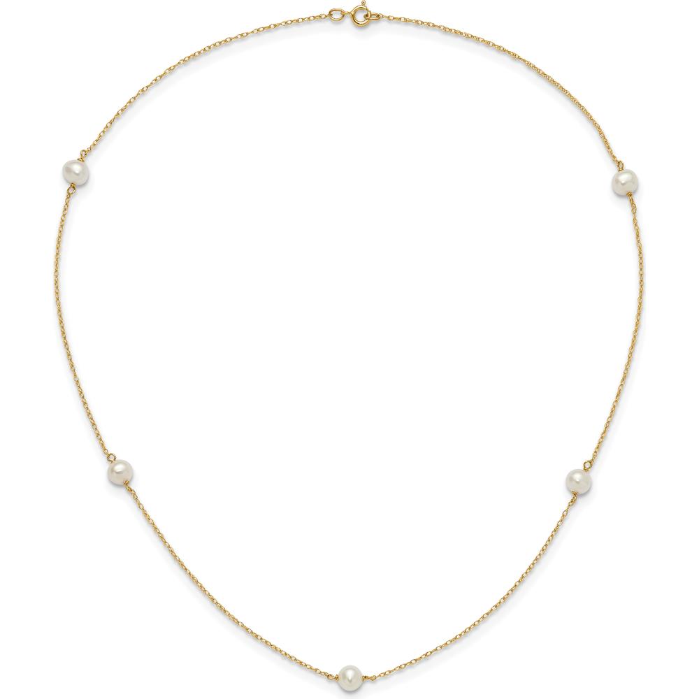 14K Yellow Gold 5-Station Freshwater Cultured Pearl Necklace - 4-5mm Pearls, 15.25" Length by Madi K