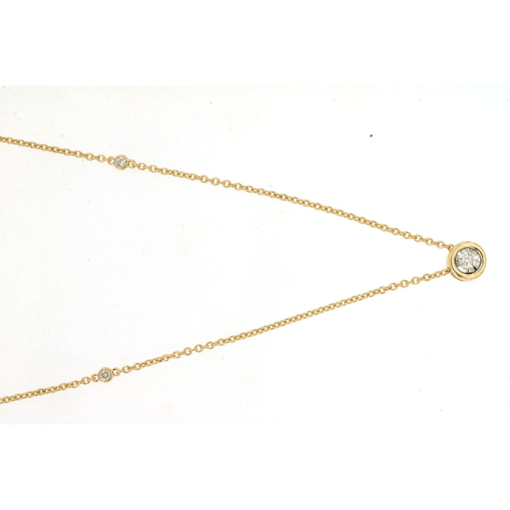 14K Yellow Gold 5-Station Necklace with Bezel-Set Round Diamonds - 0.11 Carat Total Diamond Weight - Royal Jewelry
