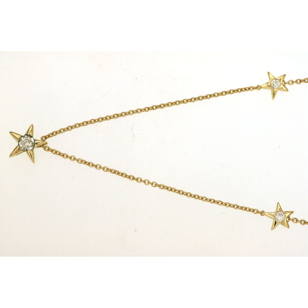 14K Yellow Gold 5 Station Necklace with Bezel-Set Round Diamonds - 0.20 Carat Total Diamond Weight - Royal Jewelry