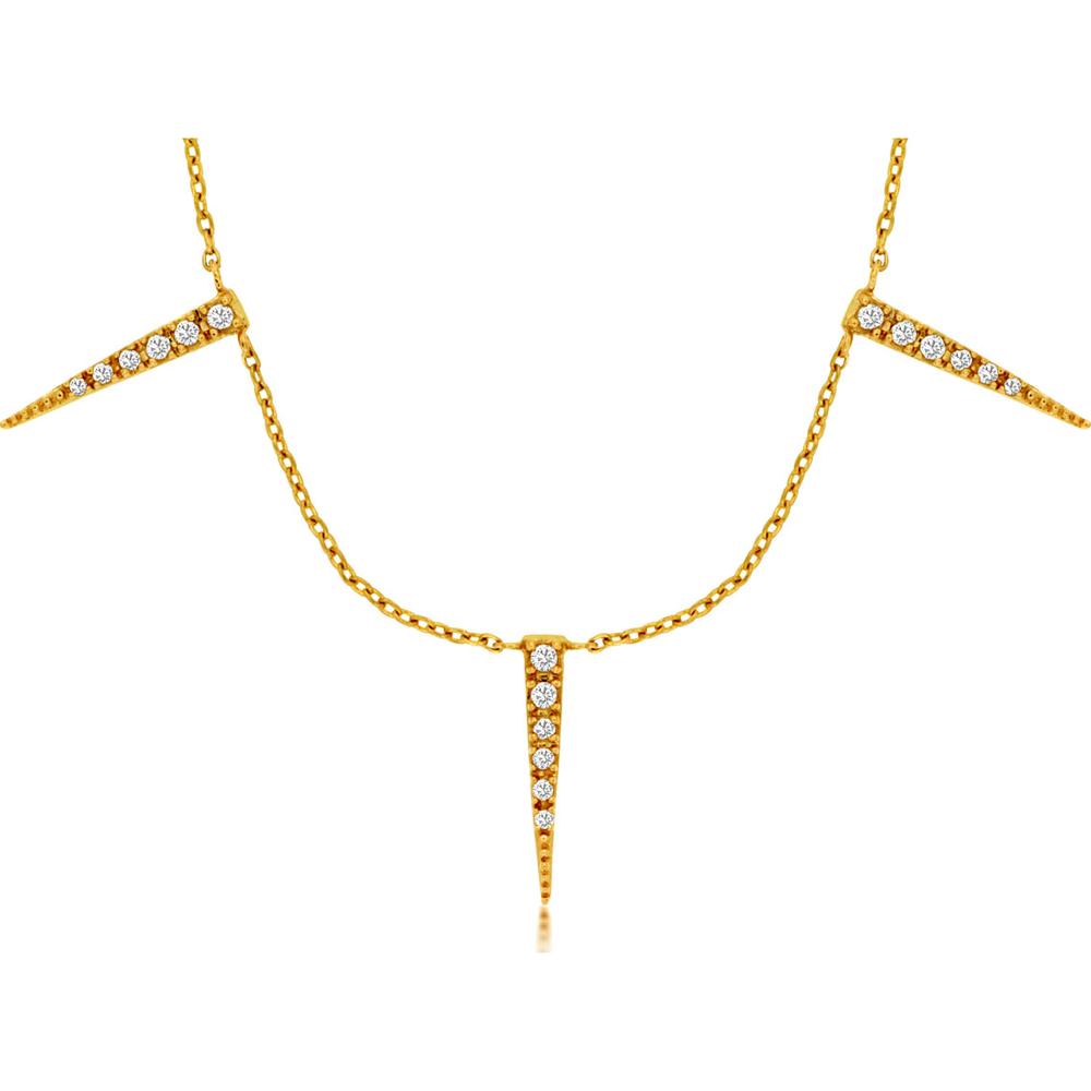 14K Yellow Gold 5 Station Necklace with Round Diamonds - 0.15 Carat Total Diamond Weight - Royal Jewelry