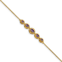 14K Yellow Gold 5-Stone Bezel-Set Marquise Amethyst Bracelet - 0.5 Carats Total Gem Weight by Monteluci Fine Jewelry