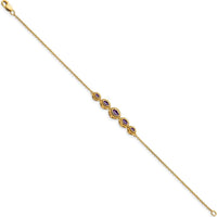 14K Yellow Gold 5-Stone Bezel-Set Marquise Amethyst Bracelet - 0.5 Carats Total Gem Weight by Monteluci Fine Jewelry
