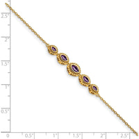 14K Yellow Gold 5-Stone Bezel-Set Marquise Amethyst Bracelet - 0.5 Carats Total Gem Weight by Monteluci Fine Jewelry