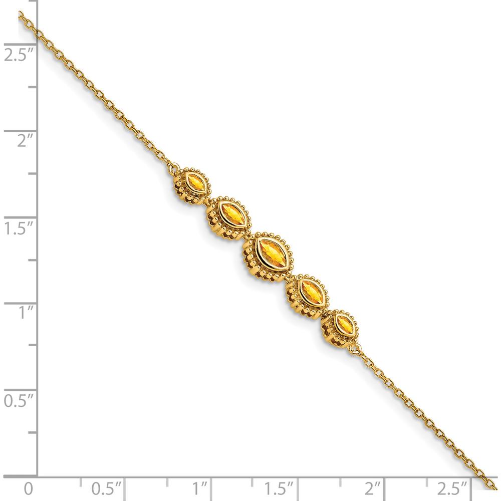 14K Yellow Gold 5-Stone Bezel-Set Marquise Citrine Bracelet - 0.54 Carats Total Gem Weight by Monteluci Fine Jewelry