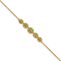 14K Yellow Gold 5-Stone Bezel-Set Marquise Peridot Bracelet - 0.52 Carats Total Peridot Weight by Monteluci Fine Jewelry