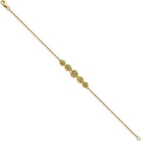 14K Yellow Gold 5-Stone Bezel-Set Marquise Peridot Bracelet - 0.52 Carats Total Peridot Weight by Monteluci Fine Jewelry