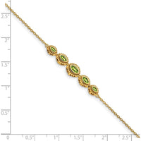 14K Yellow Gold 5-Stone Bezel-Set Marquise Peridot Bracelet - 0.52 Carats Total Peridot Weight by Monteluci Fine Jewelry