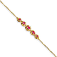 14K Yellow Gold 5-Stone Bezel-set Marquise Ruby Bracelet - 0.56 Carats Total Ruby Weight by Monteluci Fine Jewelry