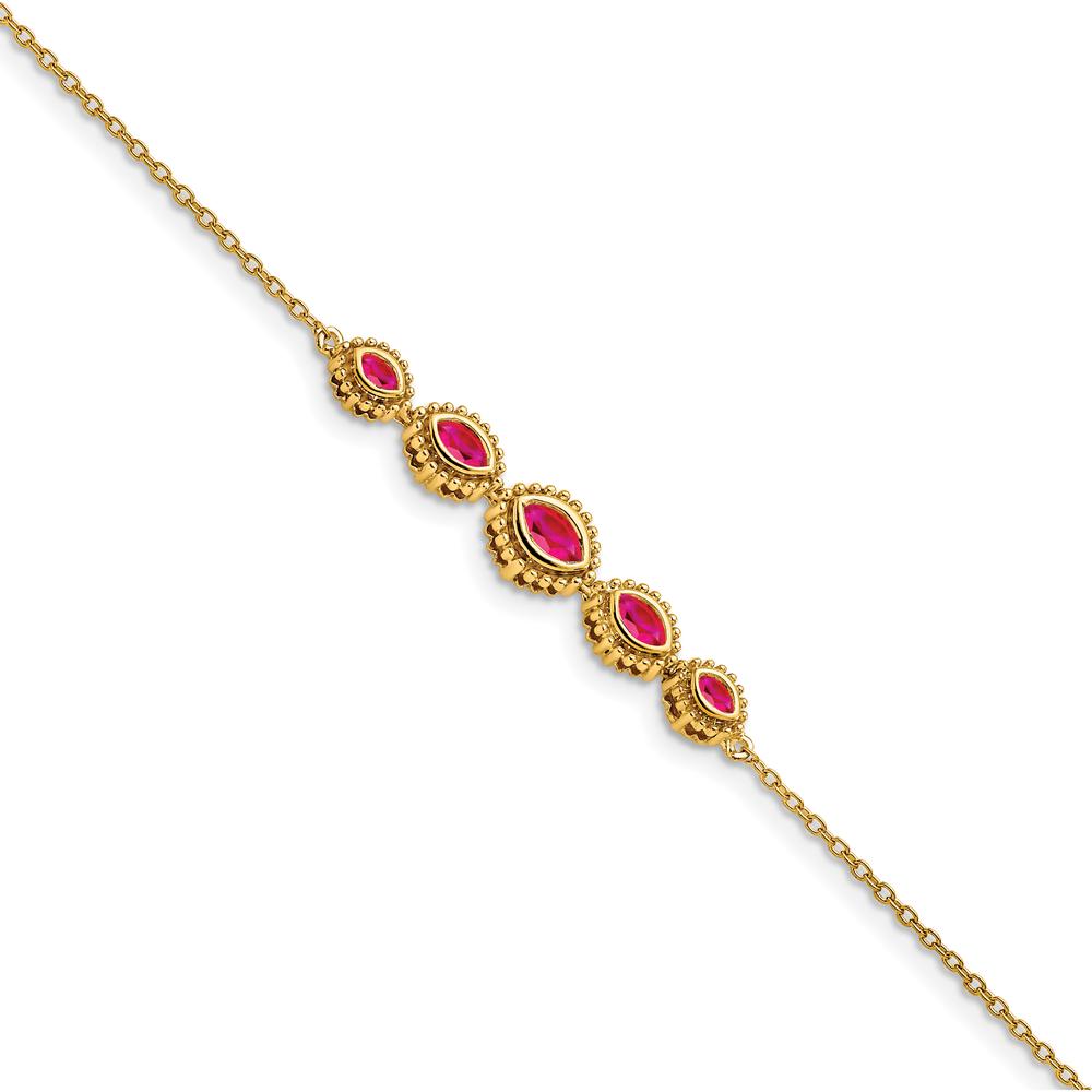 14K Yellow Gold 5-Stone Bezel-set Marquise Ruby Bracelet - 0.56 Carats Total Ruby Weight by Monteluci Fine Jewelry