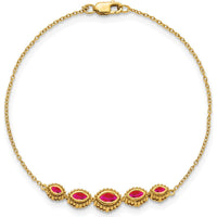 14K Yellow Gold 5-Stone Bezel-set Marquise Ruby Bracelet - 0.56 Carats Total Ruby Weight by Monteluci Fine Jewelry