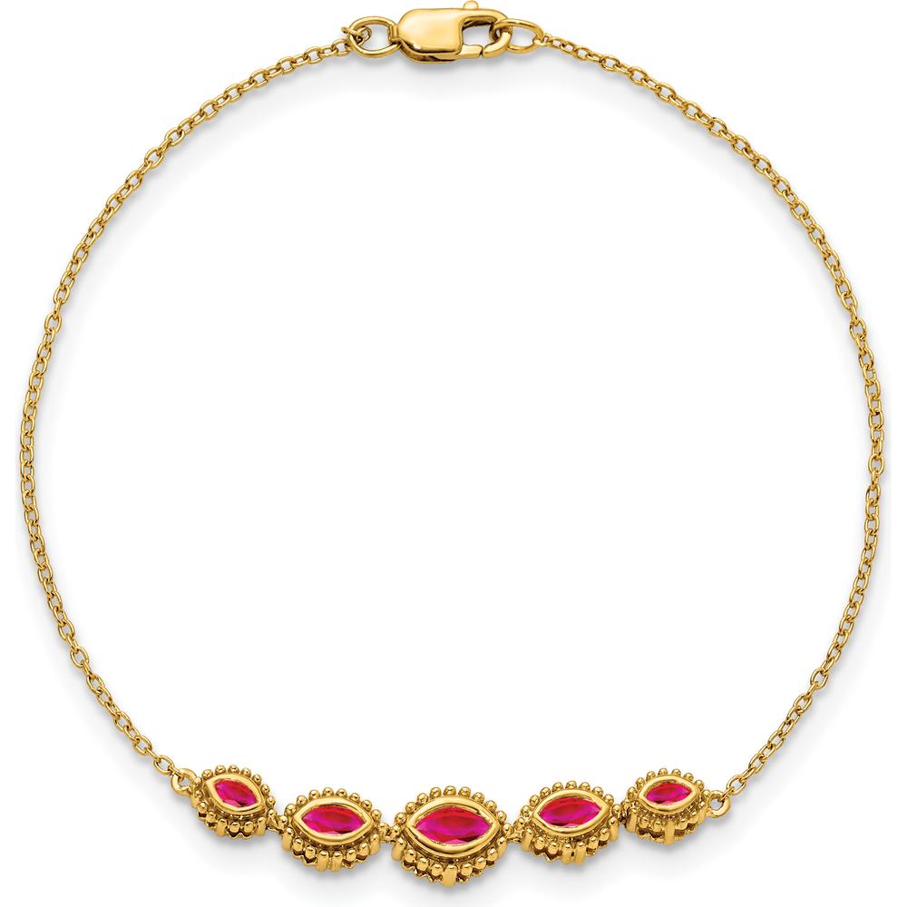 14K Yellow Gold 5-Stone Bezel-set Marquise Ruby Bracelet - 0.56 Carats Total Ruby Weight by Monteluci Fine Jewelry