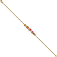 14K Yellow Gold 5-Stone Bezel-set Marquise Ruby Bracelet - 0.56 Carats Total Ruby Weight by Monteluci Fine Jewelry