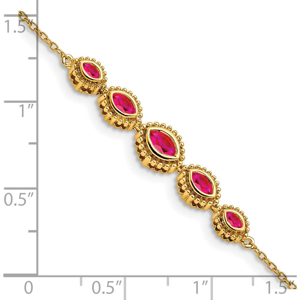14K Yellow Gold 5-Stone Bezel-set Marquise Ruby Bracelet - 0.56 Carats Total Ruby Weight by Monteluci Fine Jewelry
