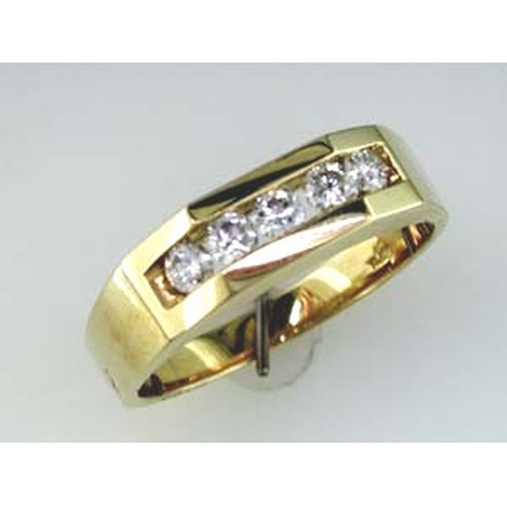 14K Yellow Gold 5-Stone Channel Set Band with Round Brilliant Diamonds - 0.53 Carat Total Diamond Weight - Royal Jewelry