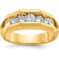 14K Yellow Gold 5-Stone Diamond Ring with Round Faceted Diamonds - 3/4 Carats Total Diamond Weight by IBGoodman